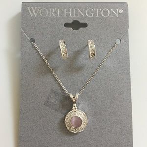 Worthington Silver Social Set: Earrings & Necklace